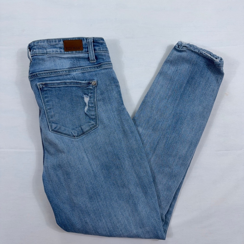 Judy Blue Distressed Skinny Jeans Button‎ Fly High Rise 9/29 Blue Denim Stretch